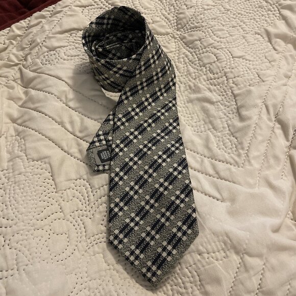 Vintage Black And‎ White Plaid Marcel Franck Paris 100% Silk  Necktie Old Money - Picture 6 of 10